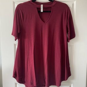 Women’s Keyhole Maroon Cotton Top